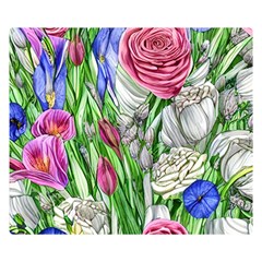 Celestial And Charming Florals One Side Premium Plush Fleece Blanket (small) by GardenOfOphir