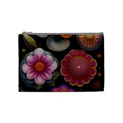 Ai Generated Floral Pattern Flowers Floral Cosmetic Bag (medium) by Ravend