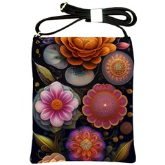 Ai Generated Floral Pattern Flowers Floral Shoulder Sling Bag by Ravend