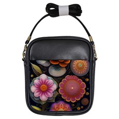 Ai Generated Floral Pattern Flowers Floral Girls Sling Bag by Ravend