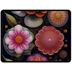 Ai Generated Floral Pattern Flowers Floral One Side Fleece Blanket (large) by Ravend