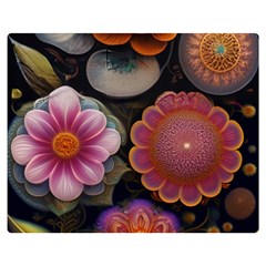 Ai Generated Floral Pattern Flowers Floral Premium Plush Fleece Blanket (medium) by Ravend