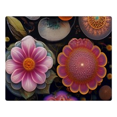 Ai Generated Floral Pattern Flowers Floral Premium Plush Fleece Blanket (large) by Ravend