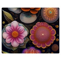 Ai Generated Floral Pattern Flowers Floral One Side Premium Plush Fleece Blanket (medium) by Ravend