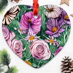 Budding And Captivating Flowers Ornament (Heart)