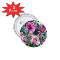 Budding And Captivating Flowers 1.75  Buttons (10 pack)