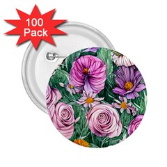 Budding And Captivating Flowers 2.25  Buttons (100 pack) 