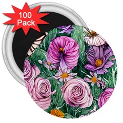 Budding And Captivating Flowers 3  Magnets (100 Pack) by GardenOfOphir