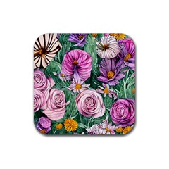 Budding And Captivating Flowers Rubber Coaster (Square)