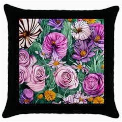 Budding And Captivating Flowers Throw Pillow Case (Black)