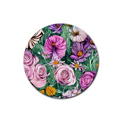 Budding And Captivating Flowers Rubber Coaster (round) by GardenOfOphir