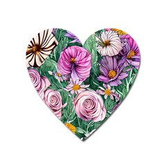 Budding And Captivating Flowers Heart Magnet by GardenOfOphir