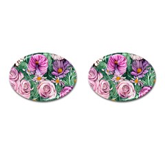 Budding And Captivating Flowers Cufflinks (Oval)