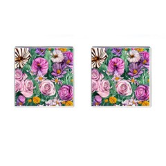 Budding And Captivating Flowers Cufflinks (Square)