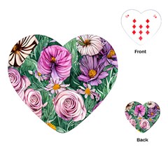 Budding And Captivating Flowers Playing Cards Single Design (Heart)