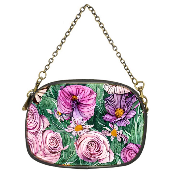 Budding And Captivating Flowers Chain Purse (One Side)