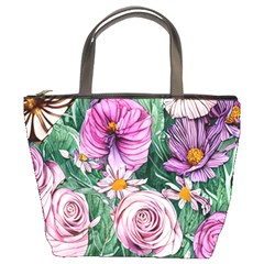 Budding And Captivating Flowers Bucket Bag