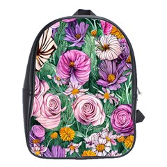 Budding And Captivating Flowers School Bag (Large)