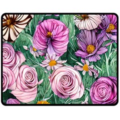 Budding And Captivating Flowers One Side Fleece Blanket (medium) by GardenOfOphir