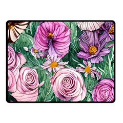 Budding And Captivating Flowers One Side Fleece Blanket (Small)