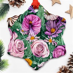 Budding And Captivating Flowers Ornament (Snowflake)