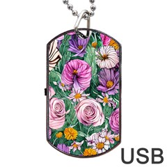 Budding And Captivating Flowers Dog Tag USB Flash (One Side)