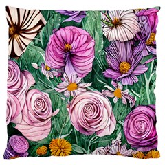 Budding And Captivating Flowers Large Cushion Case (one Side) by GardenOfOphir