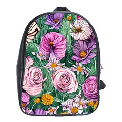 Budding And Captivating Flowers School Bag (XL)