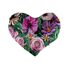 Budding And Captivating Flowers Standard 16  Premium Heart Shape Cushions by GardenOfOphir