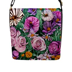 Budding And Captivating Flowers Flap Closure Messenger Bag (l) by GardenOfOphir