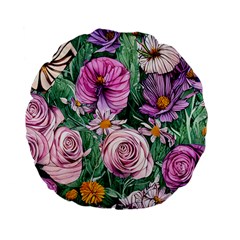 Budding And Captivating Flowers Standard 15  Premium Flano Round Cushions by GardenOfOphir