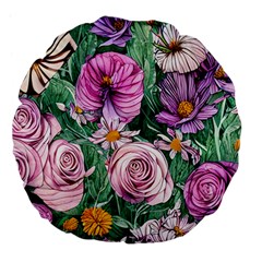 Budding And Captivating Flowers Large 18  Premium Flano Round Cushions