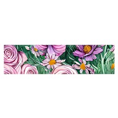 Budding And Captivating Flowers Oblong Satin Scarf (16  x 60 )