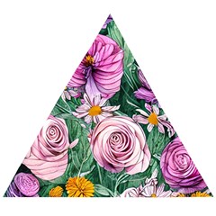 Budding And Captivating Flowers Wooden Puzzle Triangle