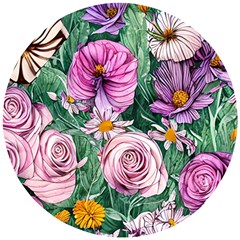 Budding And Captivating Flowers Wooden Puzzle Round