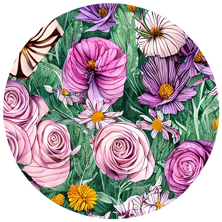 Budding And Captivating Flowers Wooden Puzzle Round