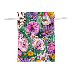 Budding And Captivating Flowers Lightweight Drawstring Pouch (L)