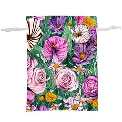 Budding And Captivating Flowers Lightweight Drawstring Pouch (XL)