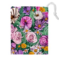 Budding And Captivating Flowers Drawstring Pouch (4XL)