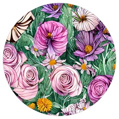 Budding And Captivating Flowers Round Trivet