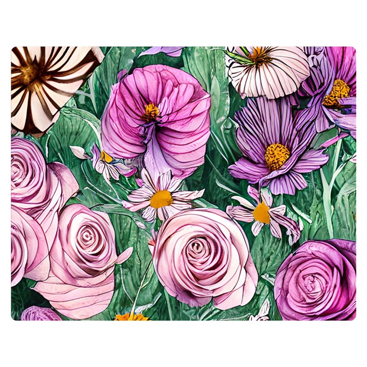 Budding And Captivating Flowers One Side Premium Plush Fleece Blanket (Medium)