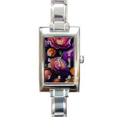 Ai Generated Flowers Plants Petals Buds Rectangle Italian Charm Watch by Ravend