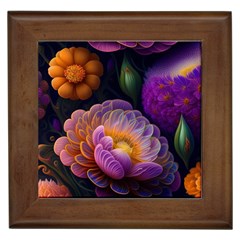 Ai Generated Flowers Plants Petals Buds Framed Tile by Ravend