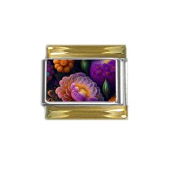 Ai Generated Flowers Plants Petals Buds Gold Trim Italian Charm (9mm) by Ravend