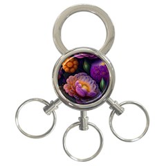 Ai Generated Flowers Plants Petals Buds 3-ring Key Chain by Ravend