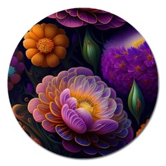 Ai Generated Flowers Plants Petals Buds Magnet 5  (round) by Ravend