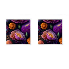 Ai Generated Flowers Plants Petals Buds Cufflinks (square) by Ravend