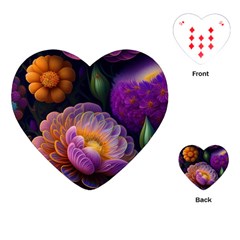 Ai Generated Flowers Plants Petals Buds Playing Cards Single Design (heart) by Ravend