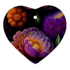 Ai Generated Flowers Plants Petals Buds Heart Ornament (two Sides) by Ravend