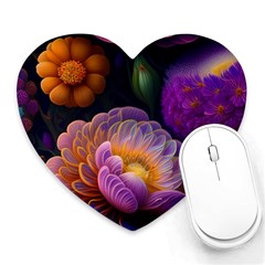 Ai Generated Flowers Plants Petals Buds Heart Mousepad by Ravend